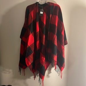 NWT red/black Buffalo plaid shawl